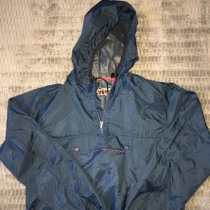 All blue windbreaker